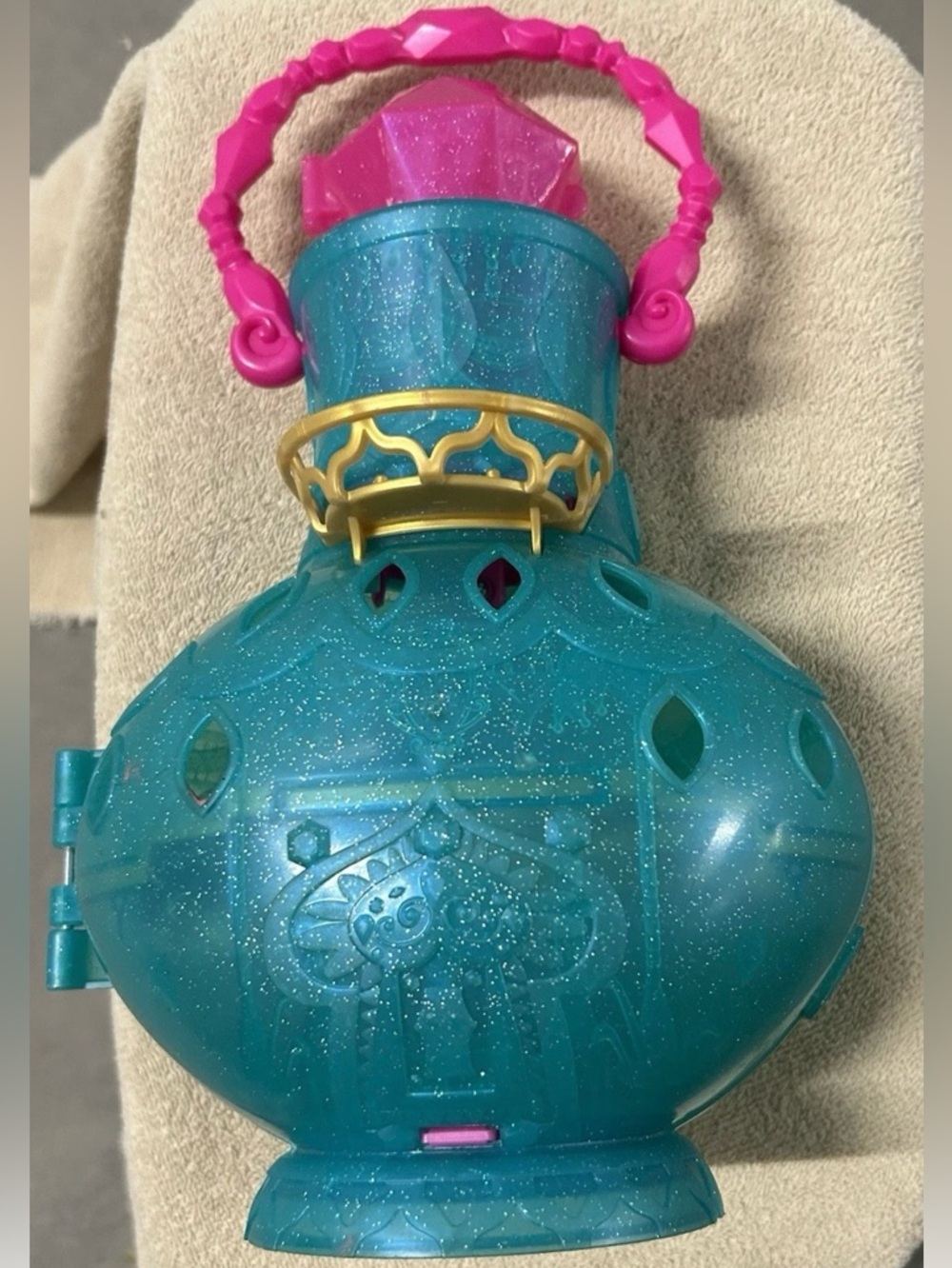 Polly Pocket Genie Lamp Compact Playset Blue Pink Glitter Fold Out Dollhouse